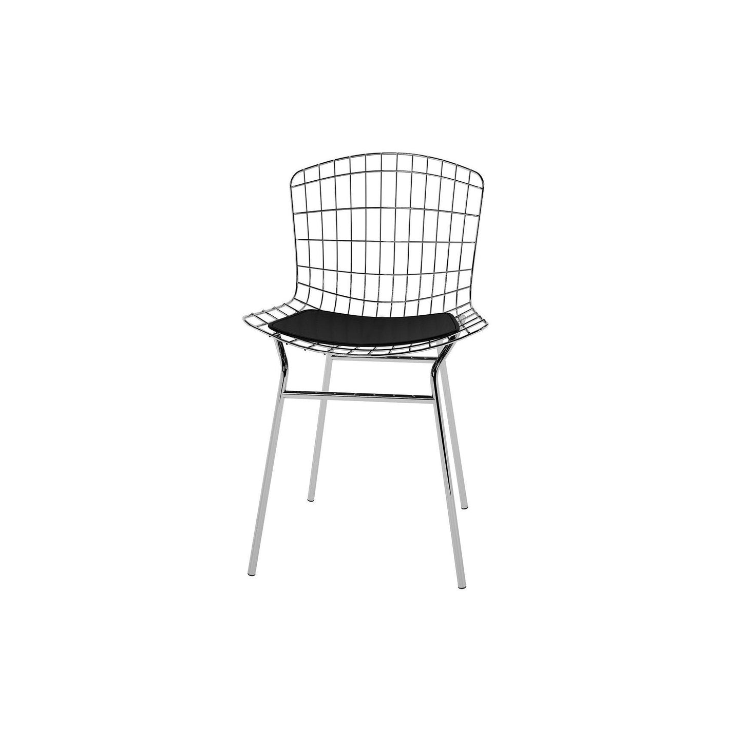 Manhattan Comfort Madeline 2-Piece Metal Chair With Seat Cushion In Silver & Black