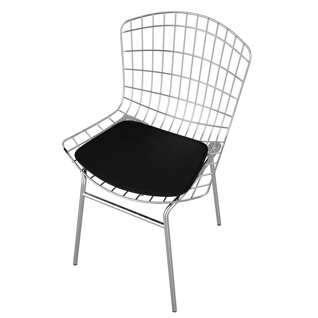 Manhattan Comfort Madeline 2-Piece Metal Chair With Seat Cushion In Silver & Black
