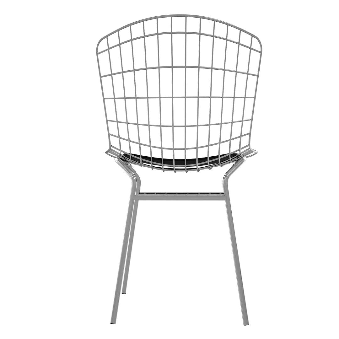 Manhattan Comfort Madeline 2-Piece Metal Chair With Seat Cushion In Silver & Black