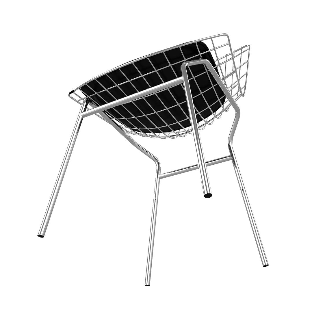 Manhattan Comfort Madeline 2-Piece Metal Chair With Seat Cushion In Silver & Black