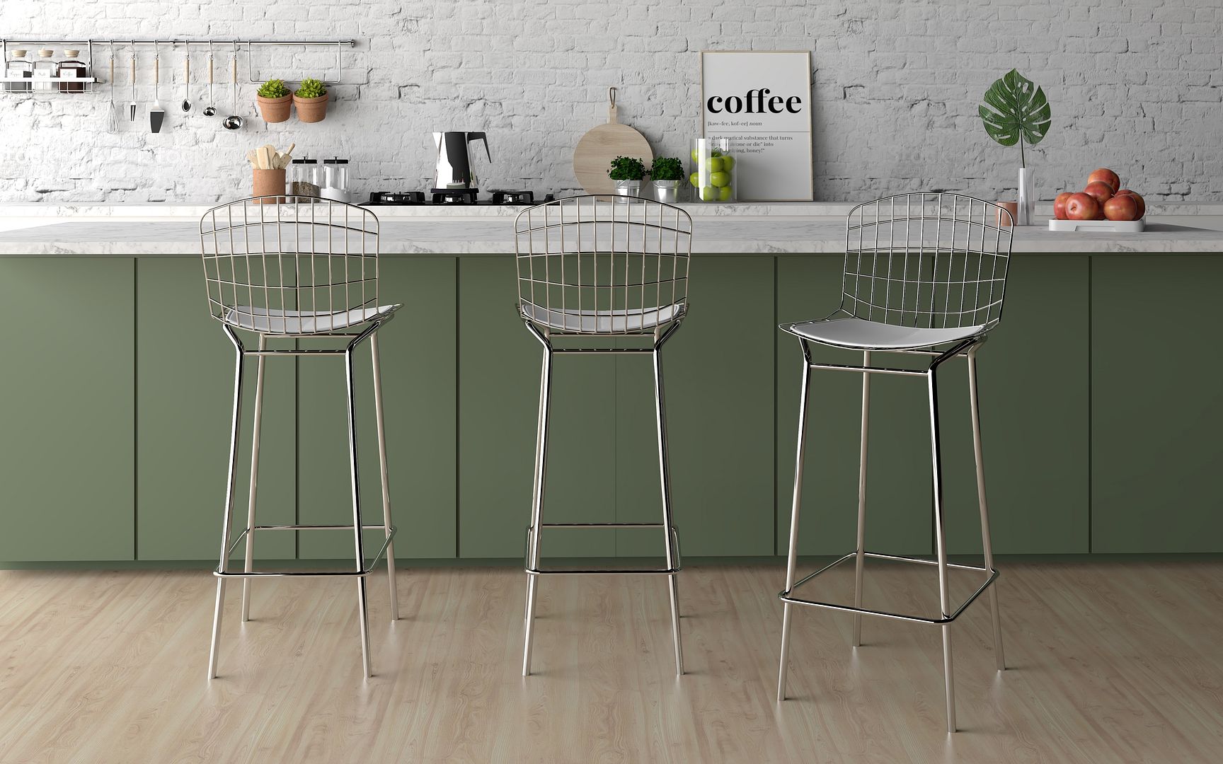 Manhattan Comfort Madeline 42" Barstool In Silver & White