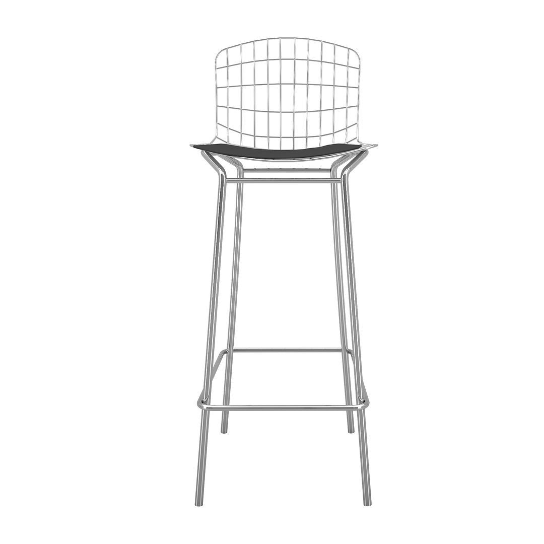 Manhattan Comfort Madeline 42" Barstool Set Of 2 In Silver & Black