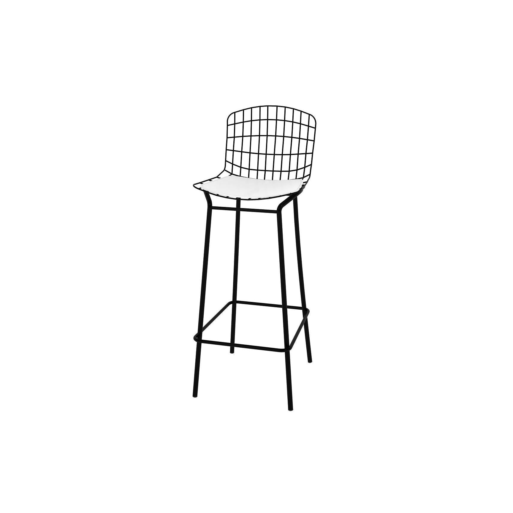 Manhattan Comfort Madeline 42" Barstool, Set Of 2 With Seat Cushion In Black & White