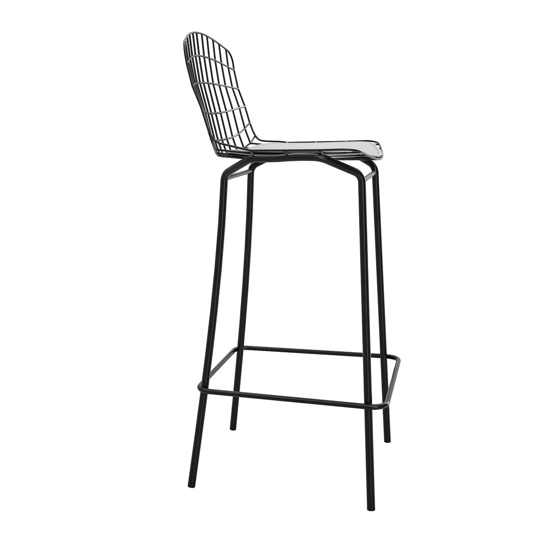 Manhattan Comfort Madeline 42" Barstool, Set Of 2 With Seat Cushion In Black & White