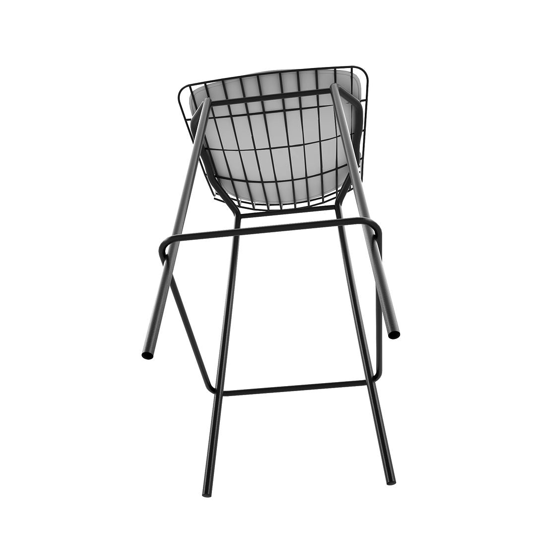 Manhattan Comfort Madeline 42" Barstool, Set Of 2 With Seat Cushion In Black & White