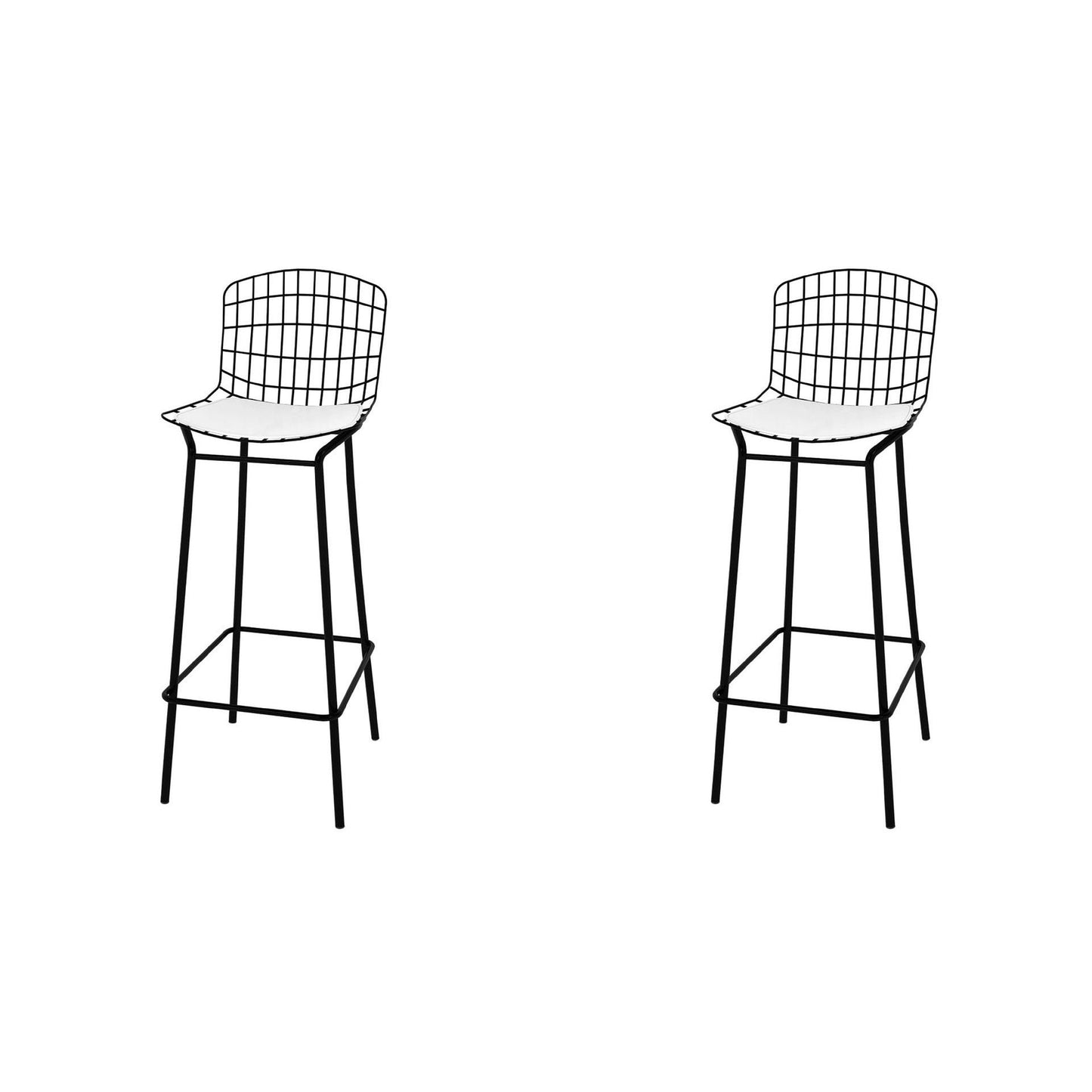 Manhattan Comfort Madeline 42" Barstool, Set Of 2 With Seat Cushion In Black & White
