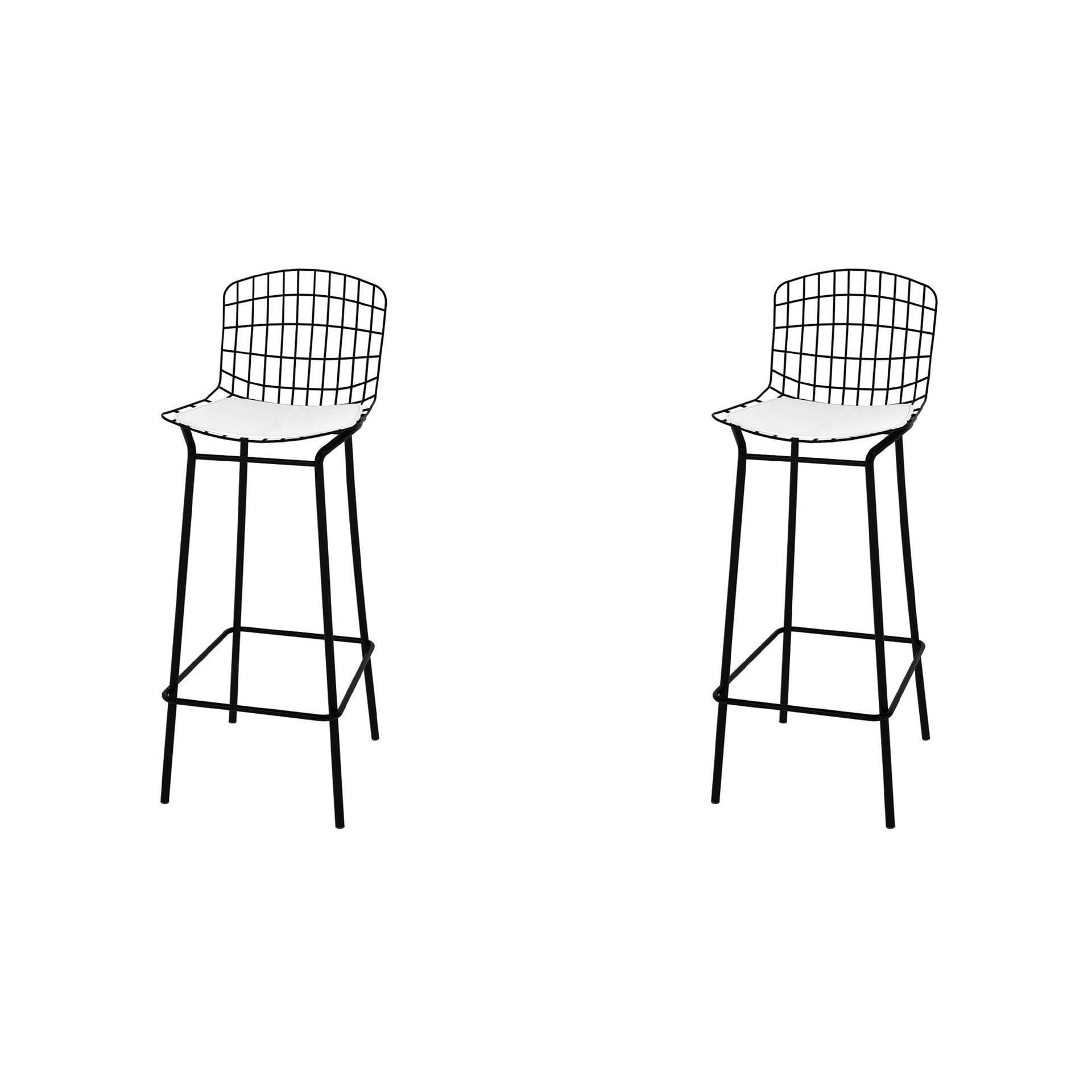 Manhattan Comfort Madeline 42" Barstool, Set Of 2 With Seat Cushion In Black & White
