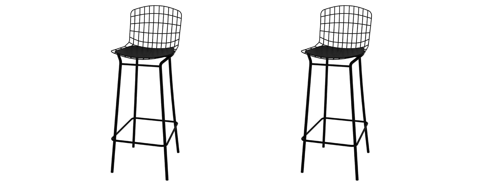 Manhattan Comfort Madeline 42" Barstool Set Of 2 With Seat Cushion In Black
