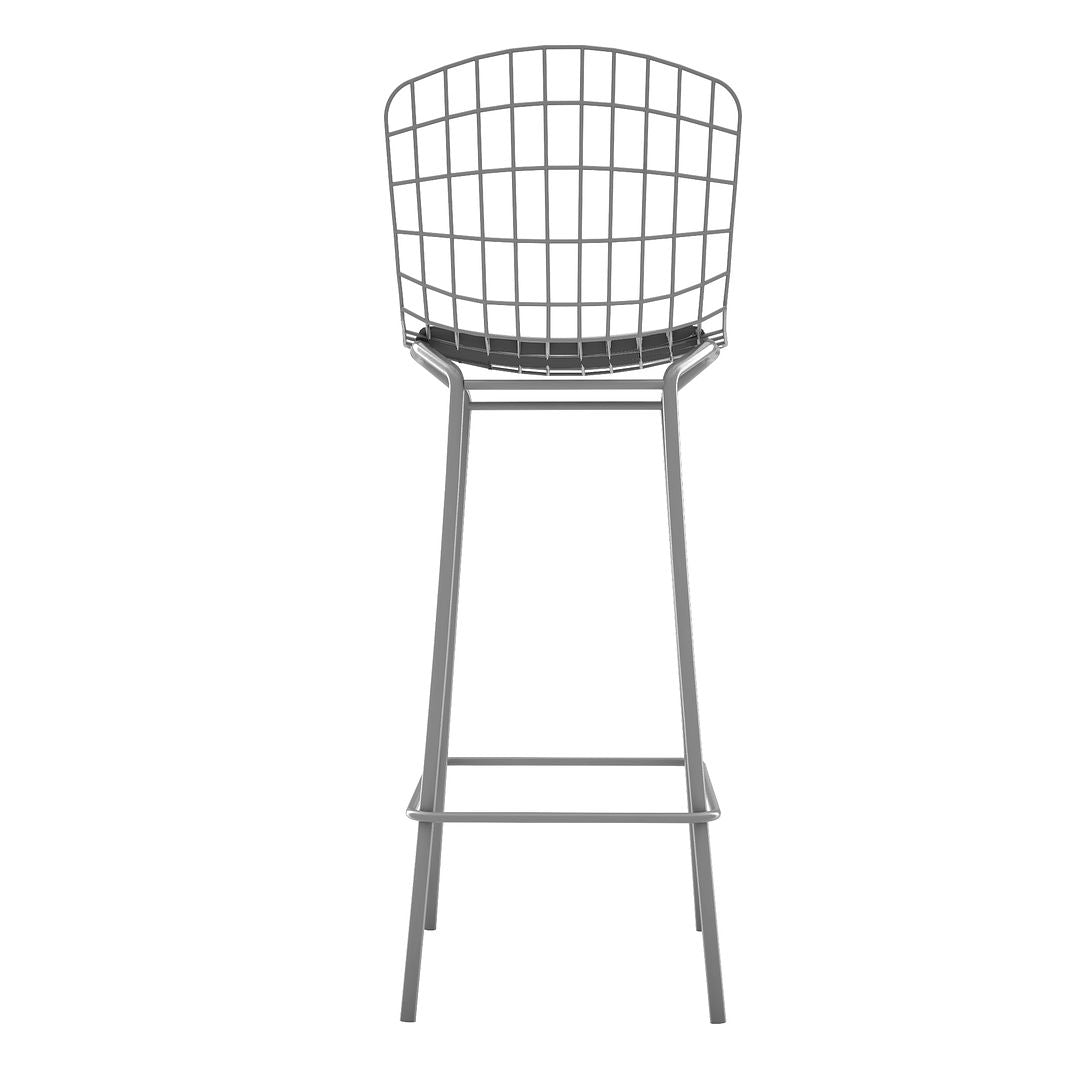 Manhattan Comfort Madeline 42" Barstool Set Of 2 With Seat Cushion In Charcoal Gray & Black