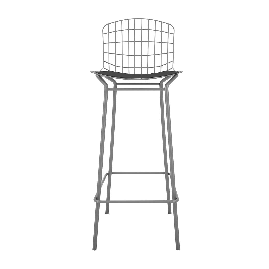 Manhattan Comfort Madeline 42" Barstool Set Of 2 With Seat Cushion In Charcoal Gray & Black
