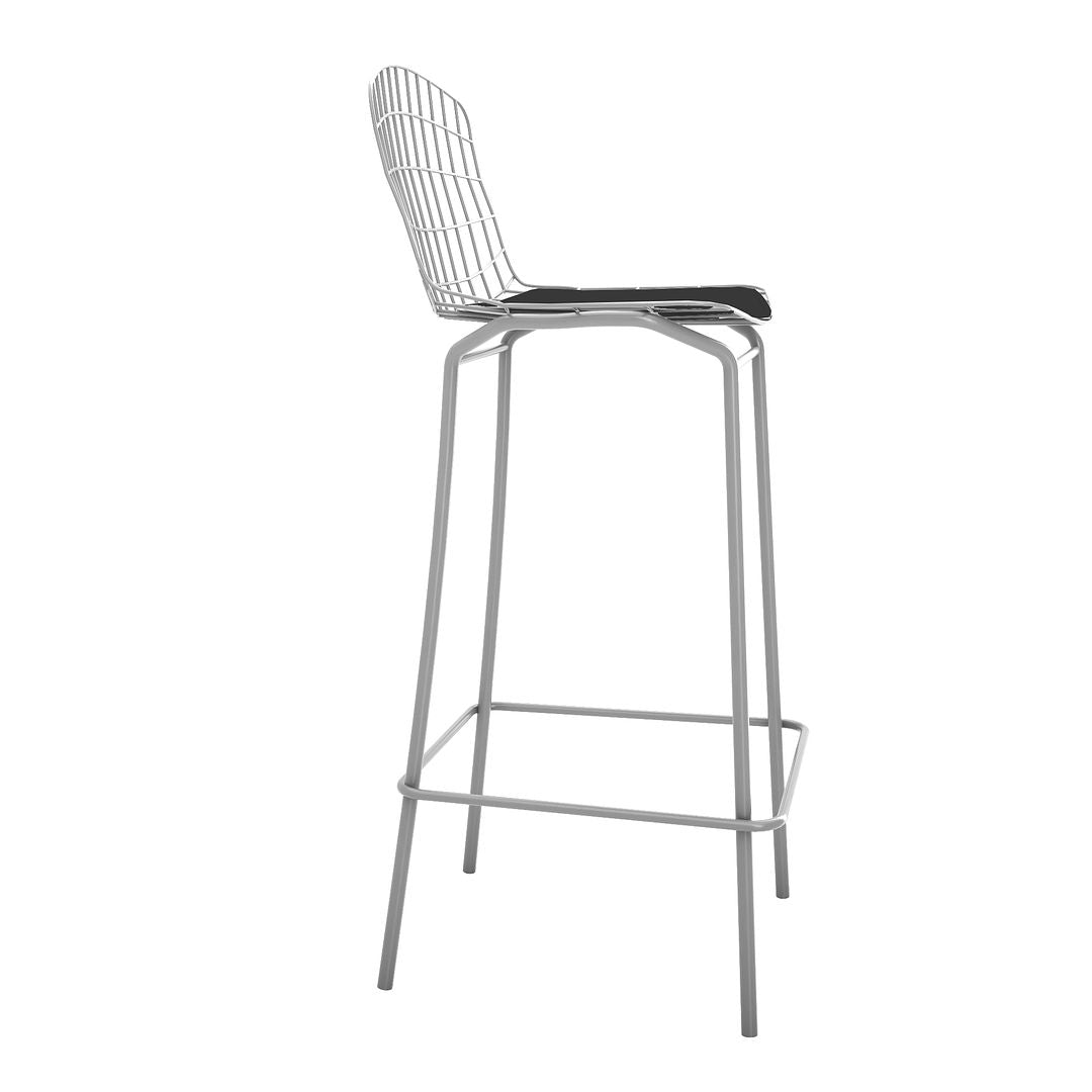 Manhattan Comfort Madeline 42" Barstool Set Of 2 With Seat Cushion In Charcoal Gray & Black
