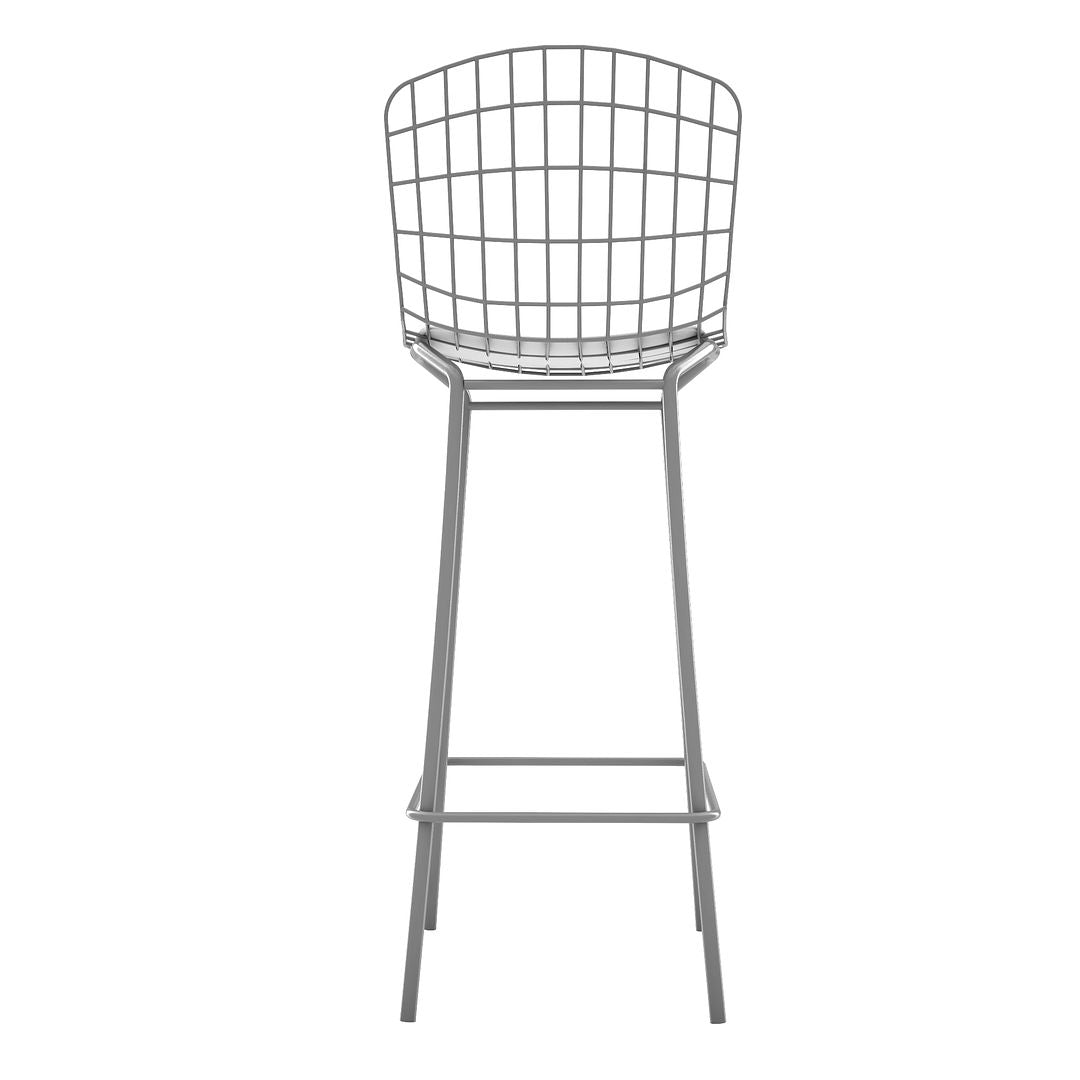 Manhattan Comfort Madeline 42" Barstool Set Of 2 With Seat Cushion In Charcoal Gray & White
