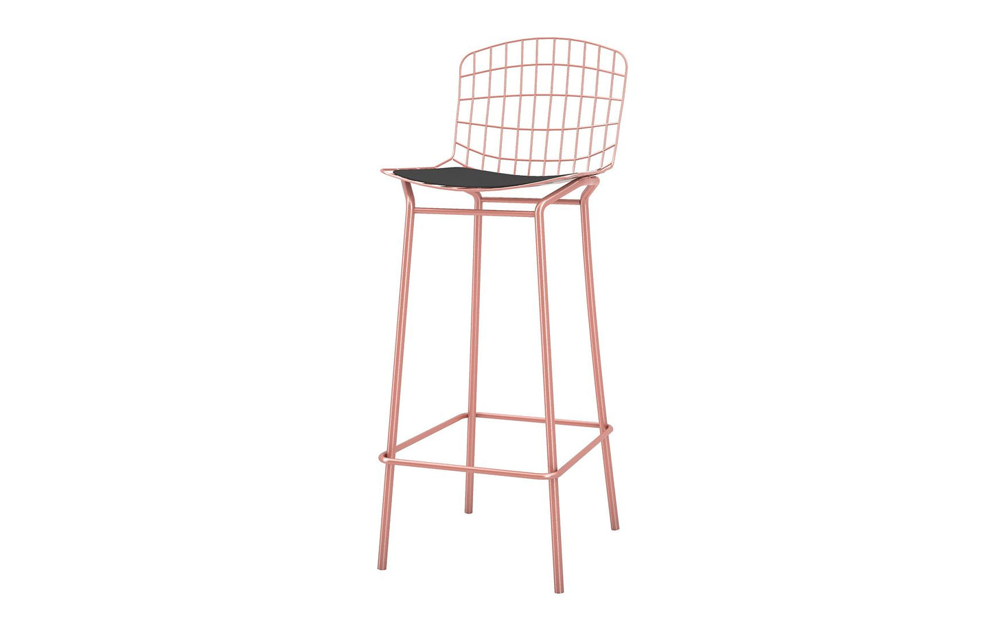 Manhattan Comfort Madeline 42" Barstool Set Of 2 With Seat Cushion In Rose Pink Gold & Black