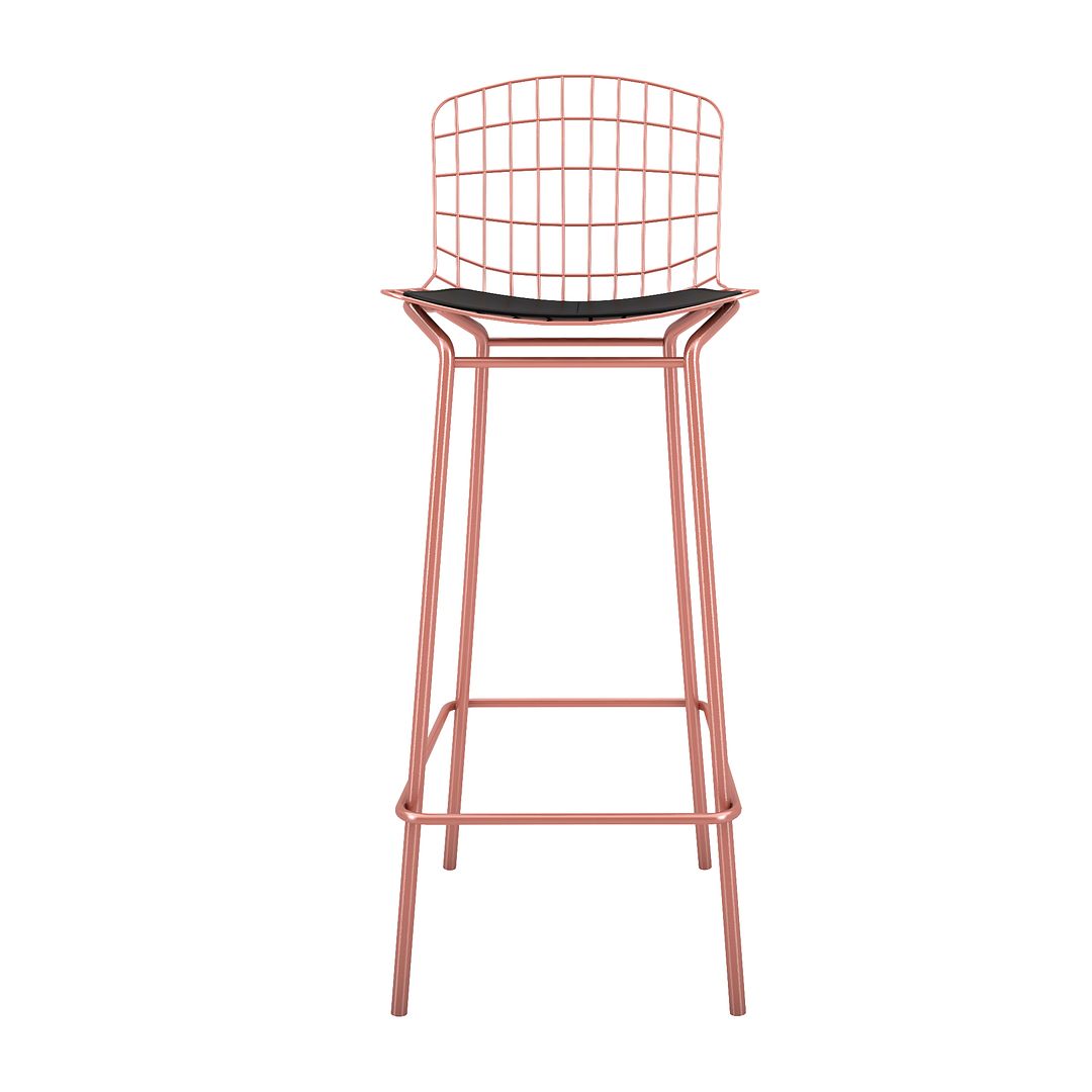 Manhattan Comfort Madeline 42" Barstool Set Of 2 With Seat Cushion In Rose Pink Gold & Black