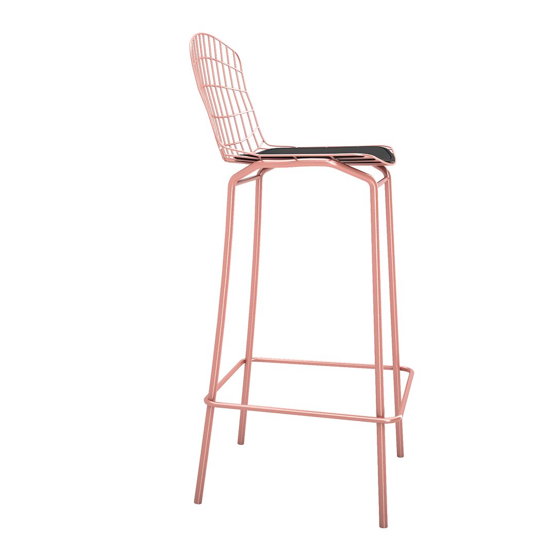 Manhattan Comfort Madeline 42" Barstool Set Of 2 With Seat Cushion In Rose Pink Gold & Black