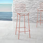 Manhattan Comfort Madeline 42" Barstool Set Of 2 With Seat Cushion In Rose Pink Gold & White