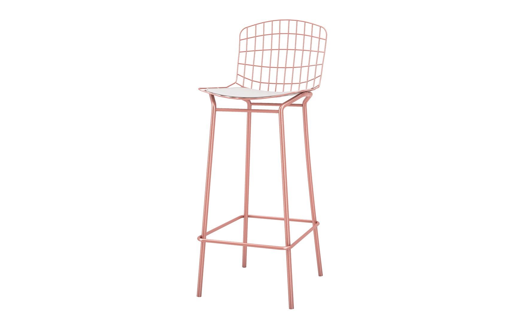Manhattan Comfort Madeline 42" Barstool Set Of 2 With Seat Cushion In Rose Pink Gold & White