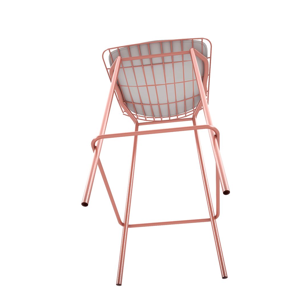 Manhattan Comfort Madeline 42" Barstool Set Of 2 With Seat Cushion In Rose Pink Gold & White