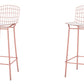 Manhattan Comfort Madeline 42" Barstool Set Of 2 With Seat Cushion In Rose Pink Gold & White