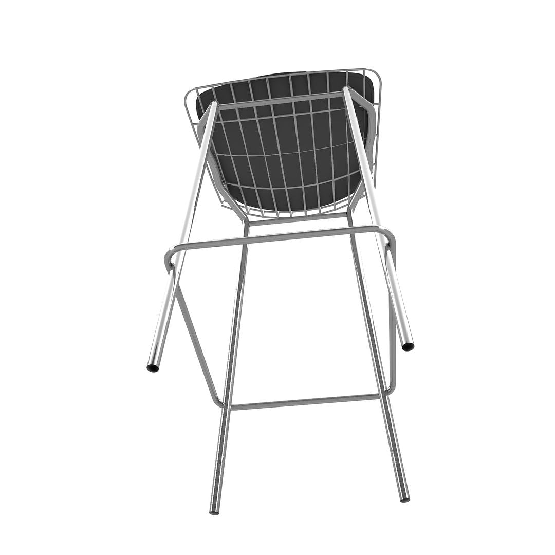 Manhattan Comfort Madeline 42" Barstool Set Of 3 In Silver & Black