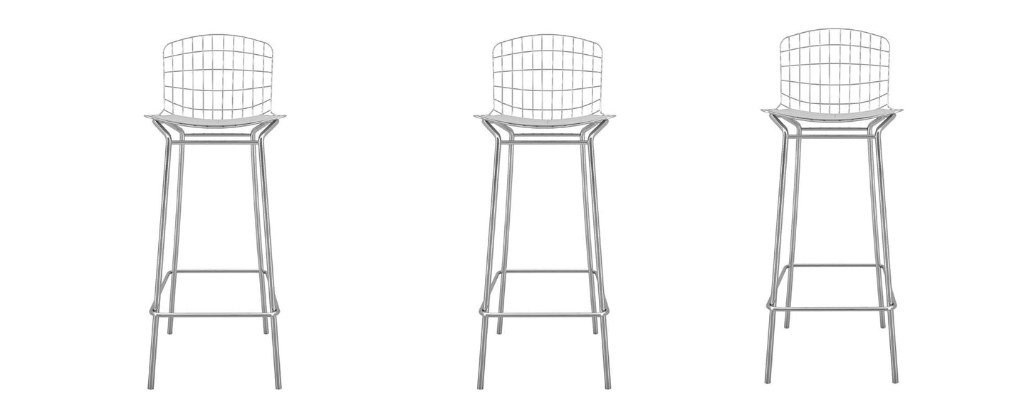 Manhattan Comfort Madeline 42" Barstool Set Of 3 In Silver & White
