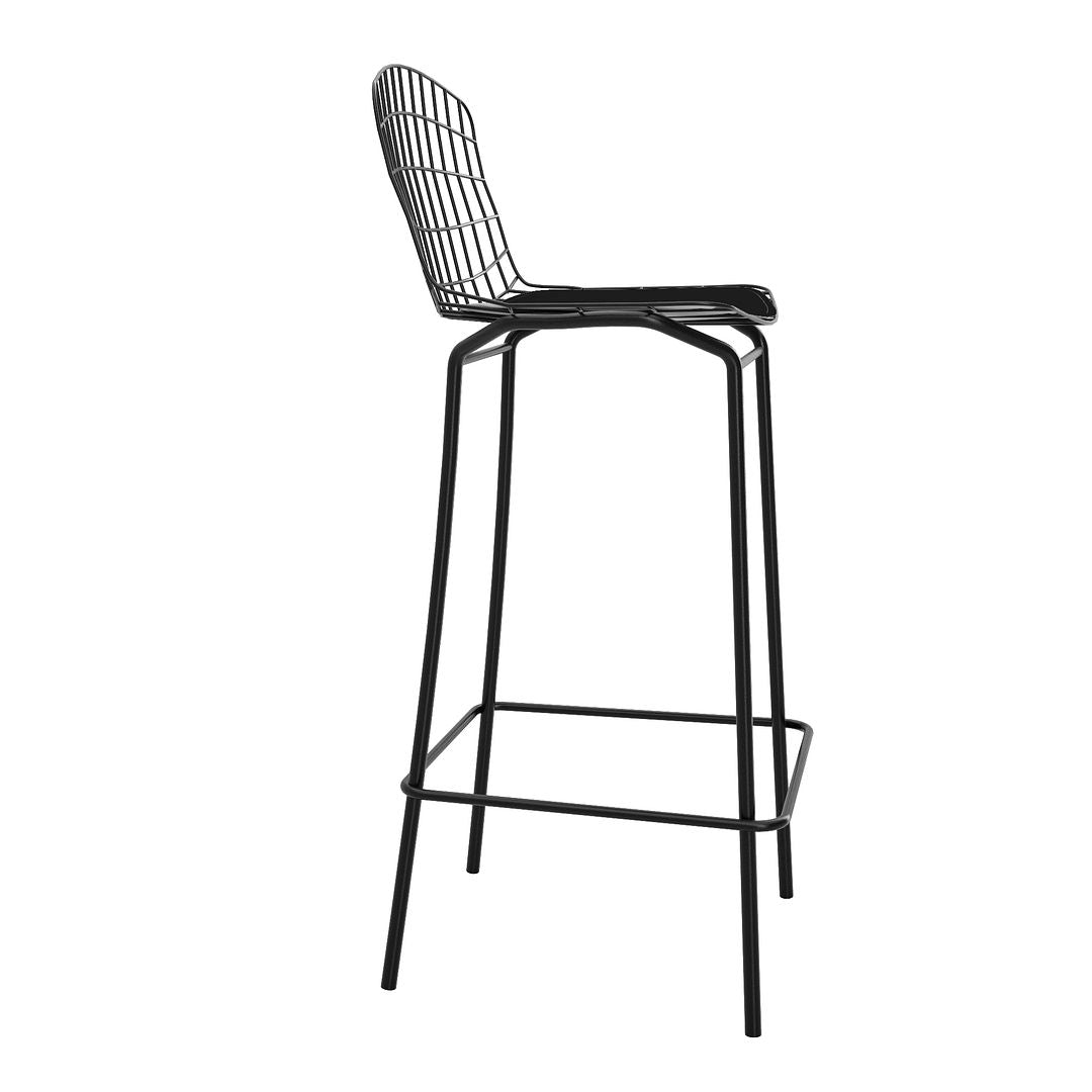 Manhattan Comfort Madeline 42" Barstool Set Of 3 With Seat Cushion In Black