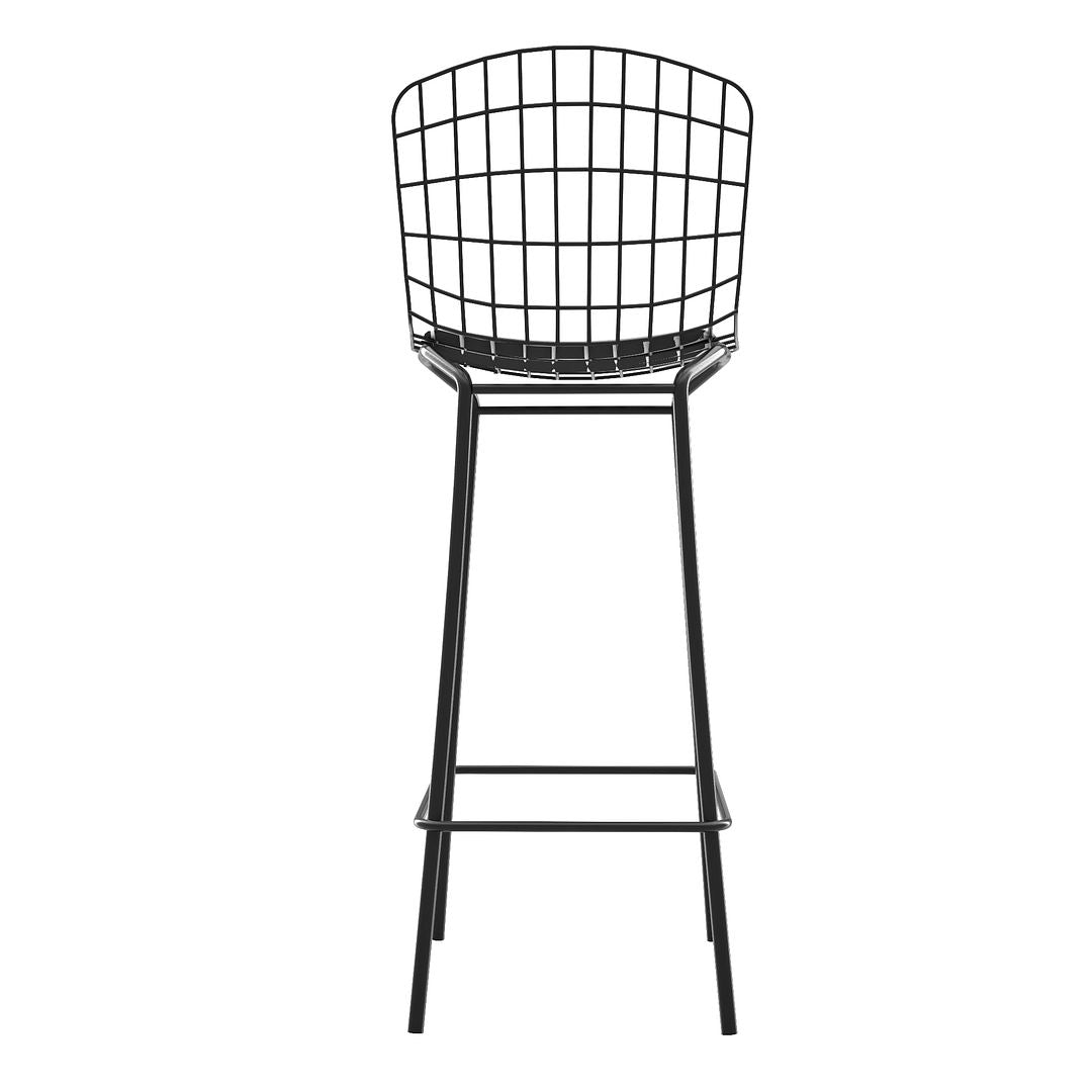 Manhattan Comfort Madeline 42" Barstool Set Of 3 With Seat Cushion In Black
