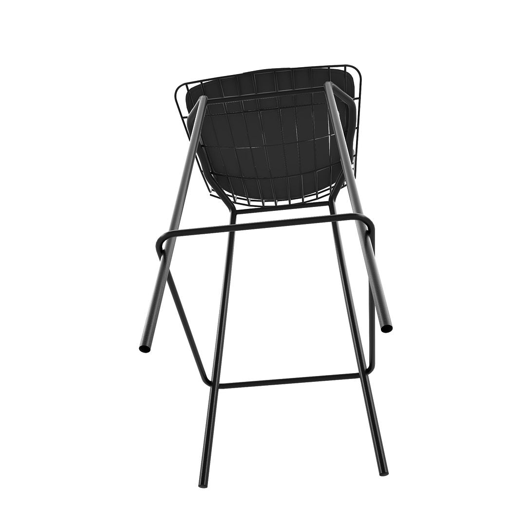 Manhattan Comfort Madeline 42" Barstool Set Of 3 With Seat Cushion In Black