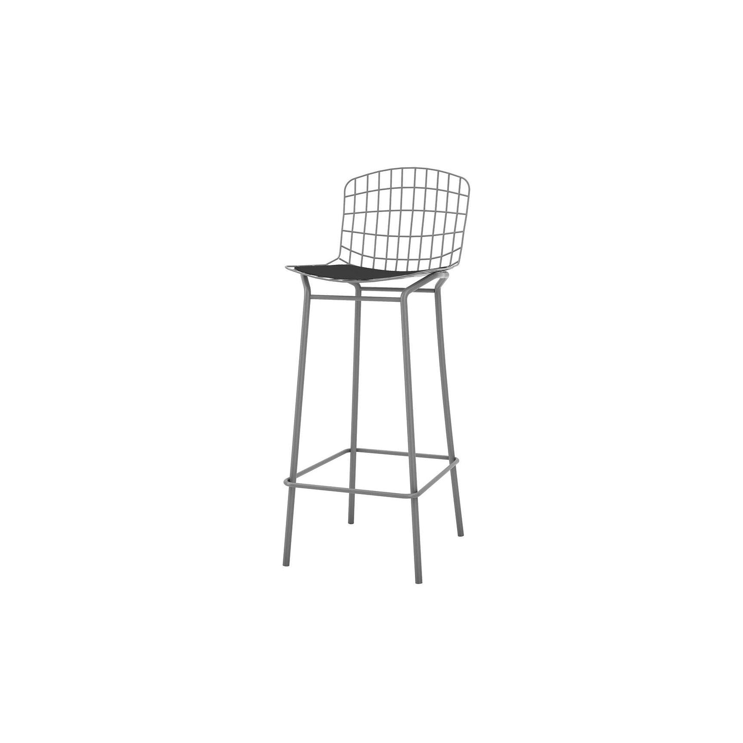 Manhattan Comfort Madeline 42" Barstool Set Of 3 With Seat Cushion In Charcoal Gray & Black