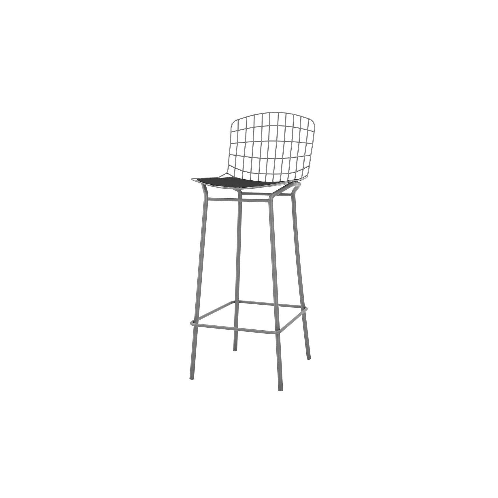 Manhattan Comfort Madeline 42" Barstool Set Of 3 With Seat Cushion In Charcoal Gray & Black