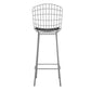 Manhattan Comfort Madeline 42" Barstool Set Of 3 With Seat Cushion In Charcoal Gray & Black