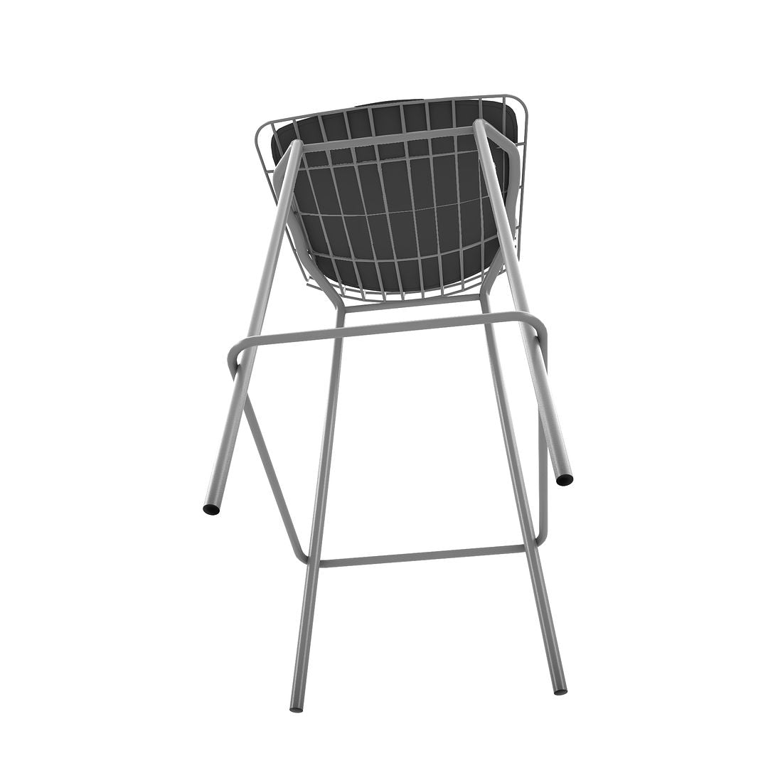Manhattan Comfort Madeline 42" Barstool Set Of 3 With Seat Cushion In Charcoal Gray & Black