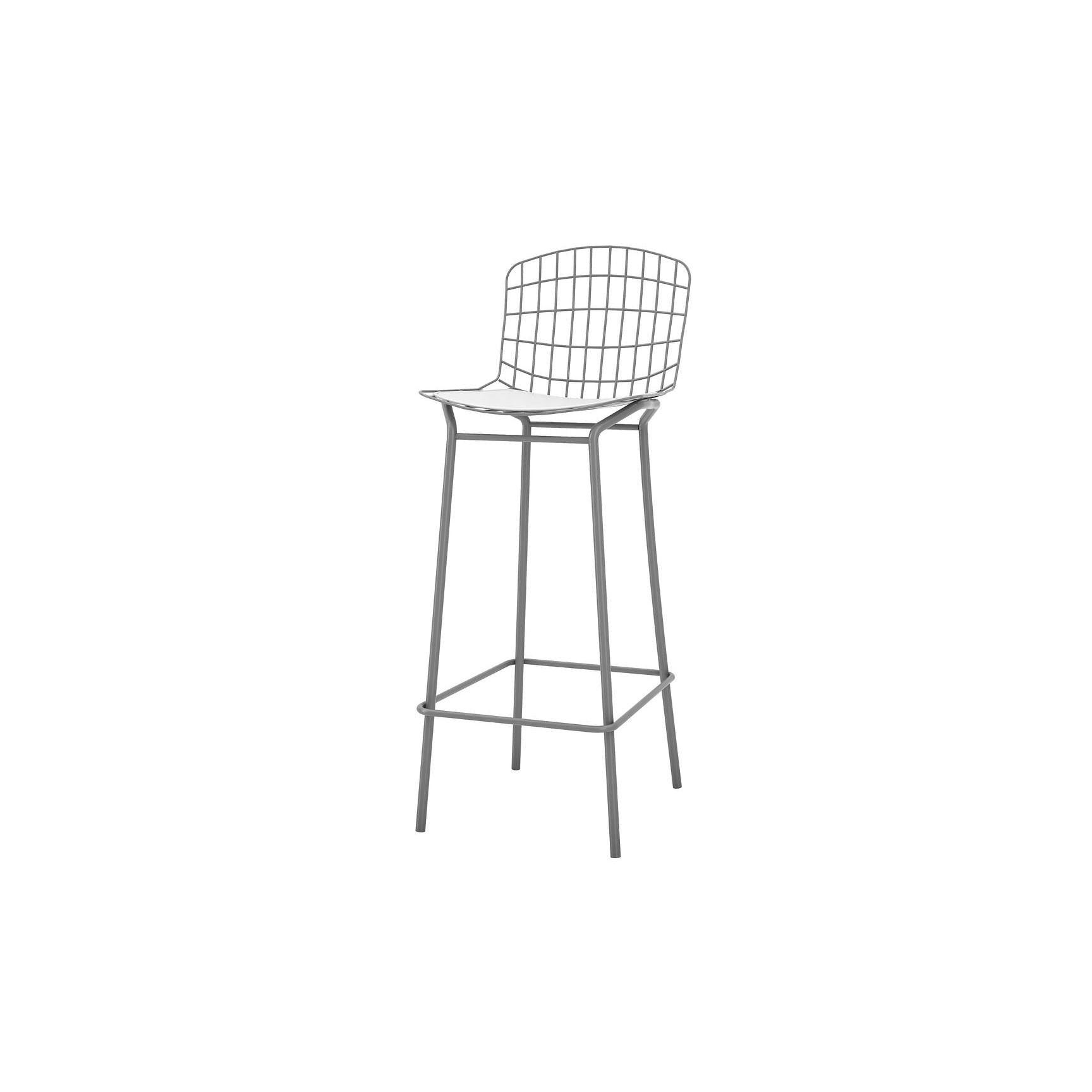 Manhattan Comfort Madeline 42" Barstool Set Of 3 With Seat Cushion In Charcoal Gray & White