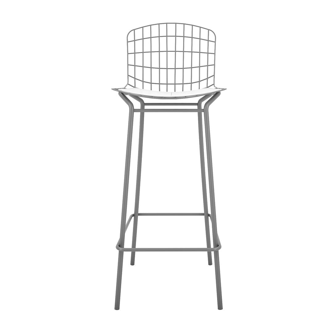 Manhattan Comfort Madeline 42" Barstool Set Of 3 With Seat Cushion In Charcoal Gray & White
