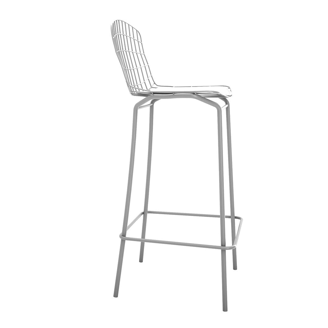 Manhattan Comfort Madeline 42" Barstool Set Of 3 With Seat Cushion In Charcoal Gray & White