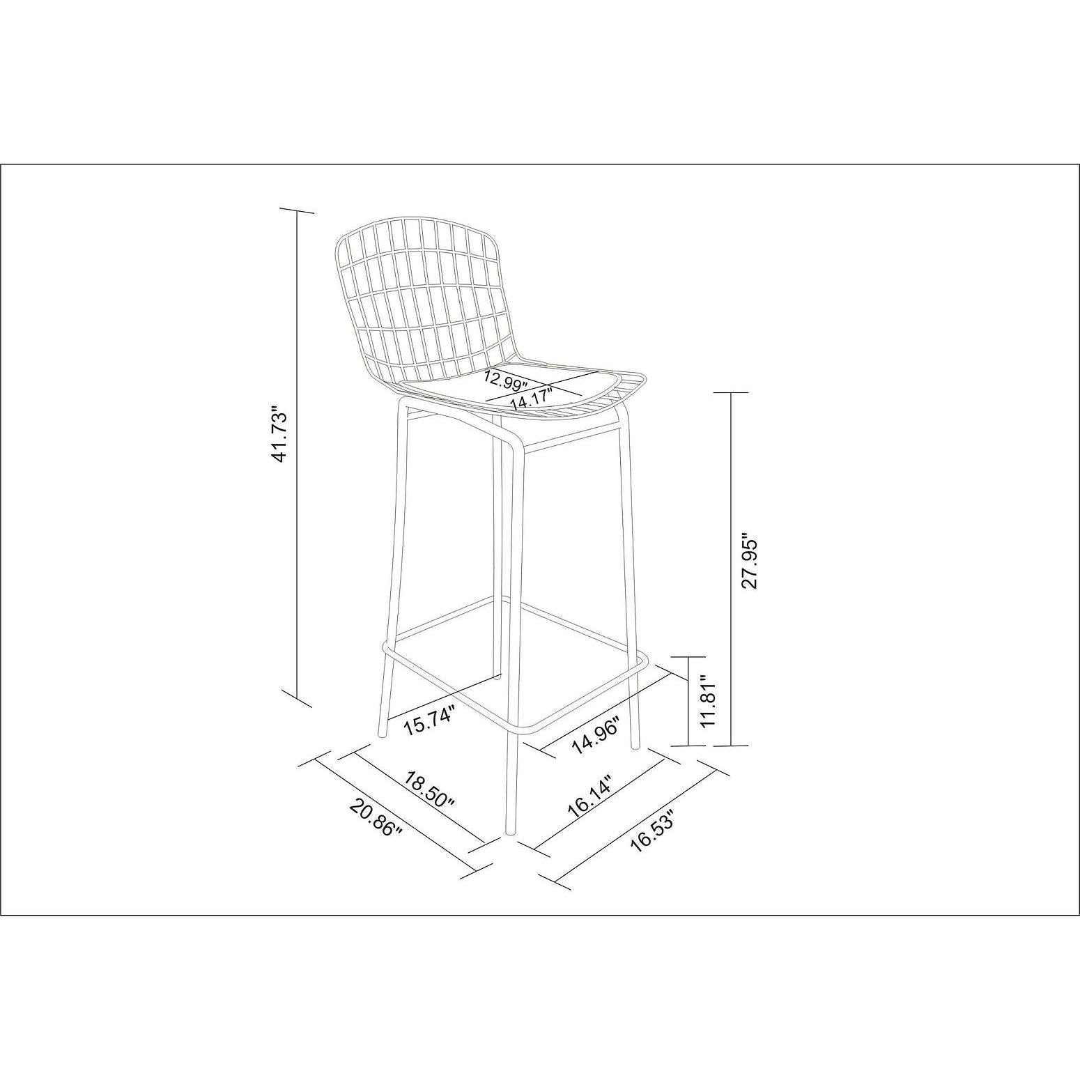 Manhattan Comfort Madeline 42" Barstool Set Of 3 With Seat Cushion In Charcoal Gray & White