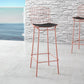 Manhattan Comfort Madeline 42" Barstool Set Of 3 With Seat Cushion In Rose Pink Gold & Black