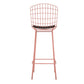 Manhattan Comfort Madeline 42" Barstool Set Of 3 With Seat Cushion In Rose Pink Gold & Black