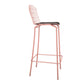 Manhattan Comfort Madeline 42" Barstool Set Of 3 With Seat Cushion In Rose Pink Gold & Black