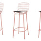 Manhattan Comfort Madeline 42" Barstool Set Of 3 With Seat Cushion In Rose Pink Gold & Black