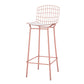 Manhattan Comfort Madeline 42" Barstool Set Of 3 With Seat Cushion In Rose Pink Gold & White