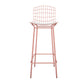 Manhattan Comfort Madeline 42" Barstool Set Of 3 With Seat Cushion In Rose Pink Gold & White