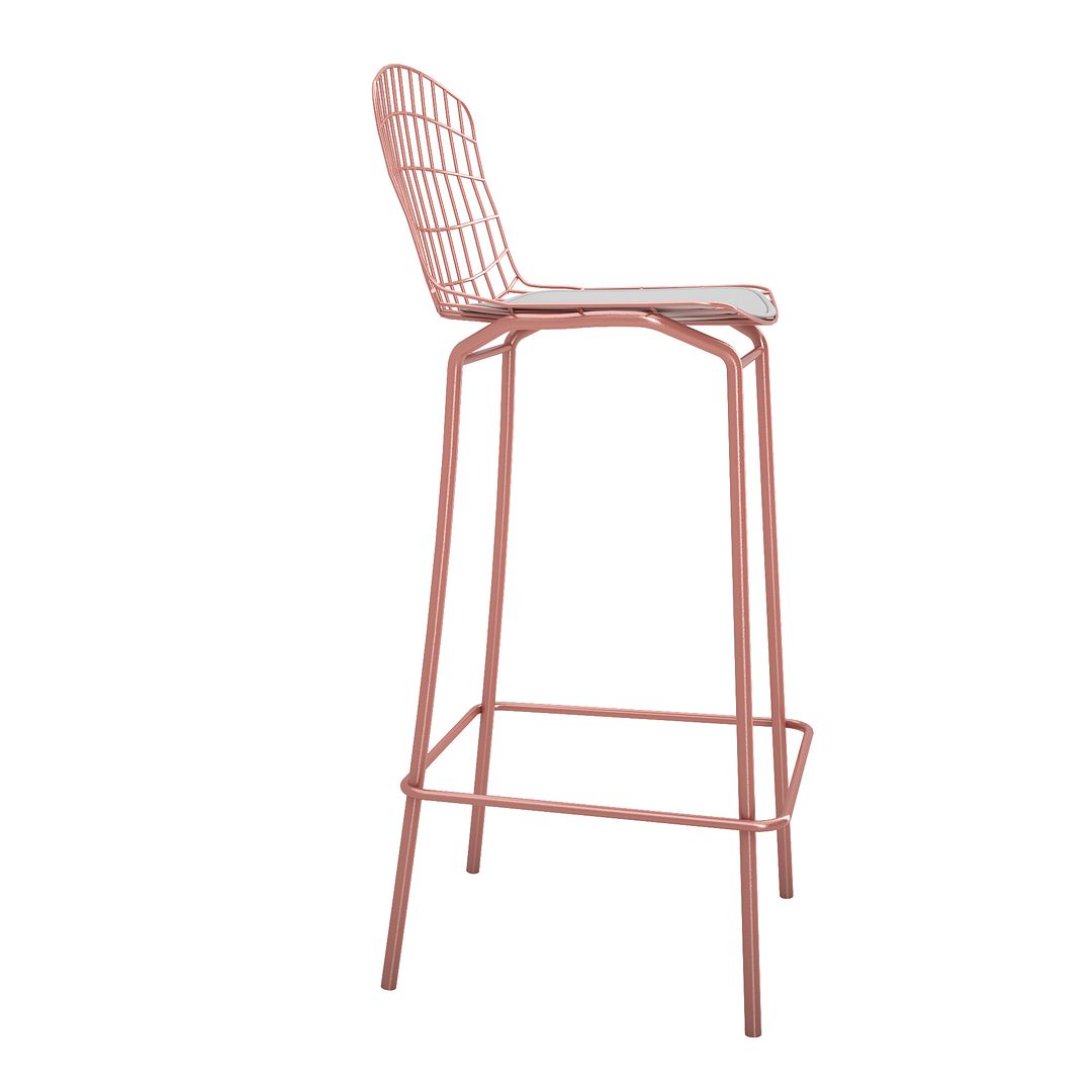 Manhattan Comfort Madeline 42" Barstool Set Of 3 With Seat Cushion In Rose Pink Gold & White