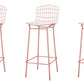 Manhattan Comfort Madeline 42" Barstool Set Of 3 With Seat Cushion In Rose Pink Gold & White