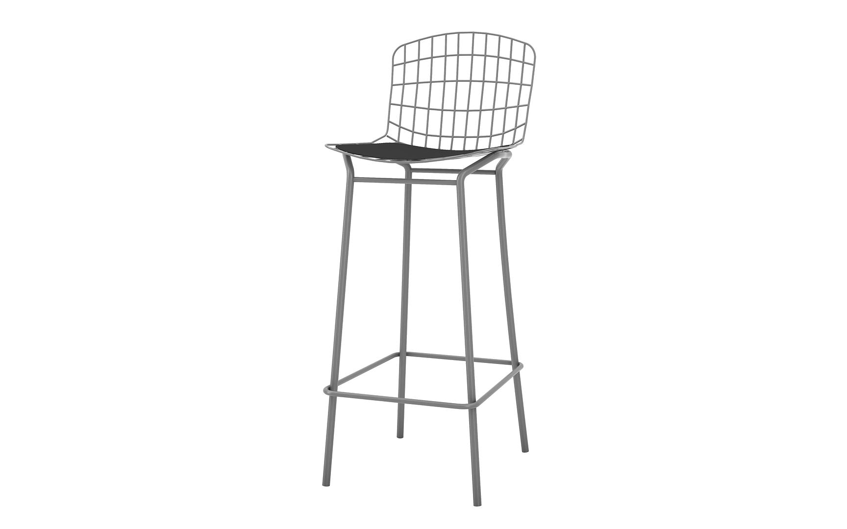 Manhattan Comfort Madeline 42" Barstool With Seat Cushion In Charcoal Gray & Black