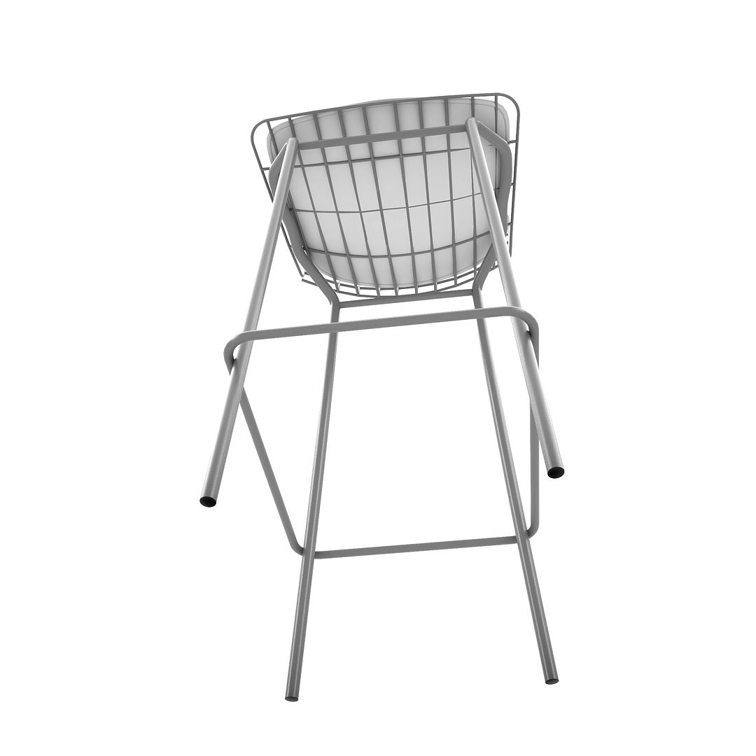 Manhattan Comfort Madeline 42" Barstool With Seat Cushion In Charcoal Gray & White