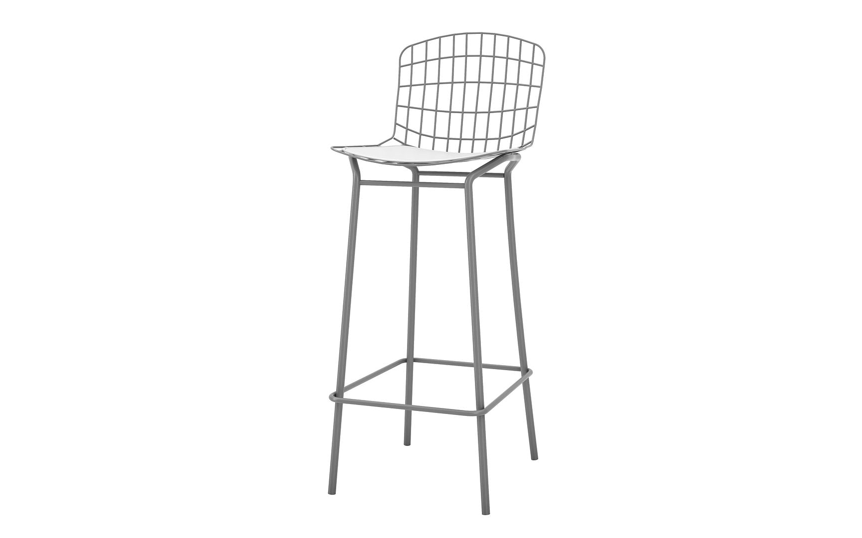 Manhattan Comfort Madeline 42" Barstool With Seat Cushion In Charcoal Gray & White