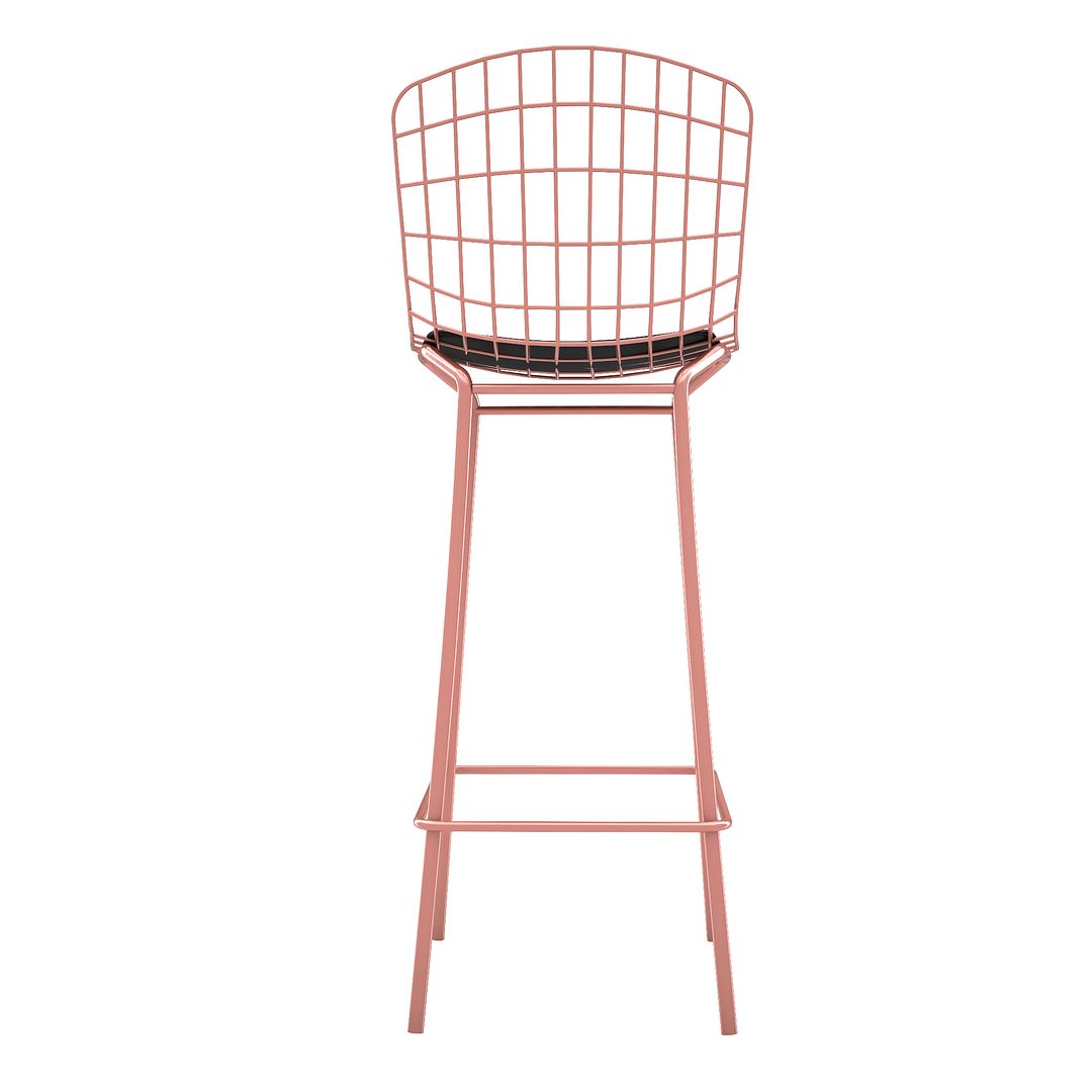 Manhattan Comfort Madeline 42" Barstool With Seat Cushion In Rose Pink Gold & Black