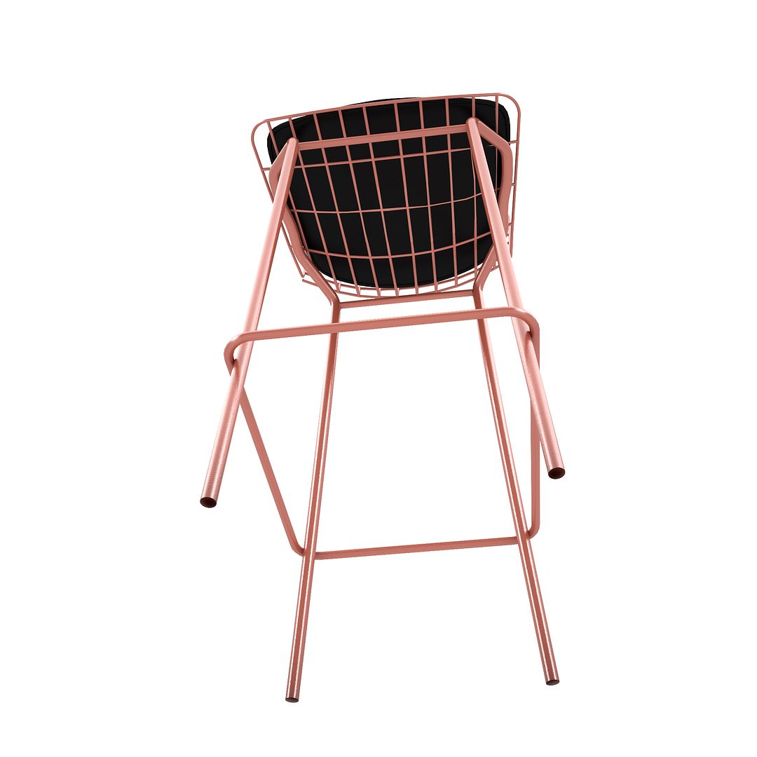 Manhattan Comfort Madeline 42" Barstool With Seat Cushion In Rose Pink Gold & Black