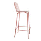 Manhattan Comfort Madeline 42" Barstool With Seat Cushion In Rose Pink Gold & White
